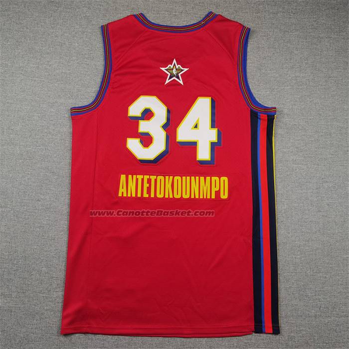 Maglia All Star 2025 Milwaukee Bucks Giannis Antetokounmpo No 34 Rosso